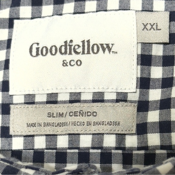 Goodfellow Black White Gingham Checked Casual Button Down XXL Shirt Excellent - Picture 9 of 12